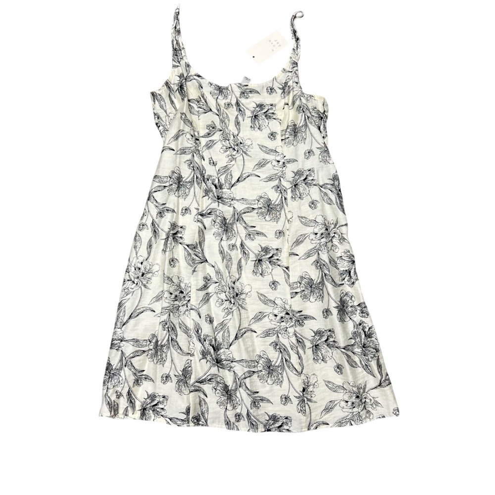 A New Day Floral Cami Mini Dress Cream Black Botanical Cottagecore croquette